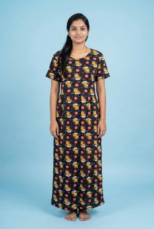 Zipless Feeding Maxi | Normal sleeve | Unicorn Print | Black