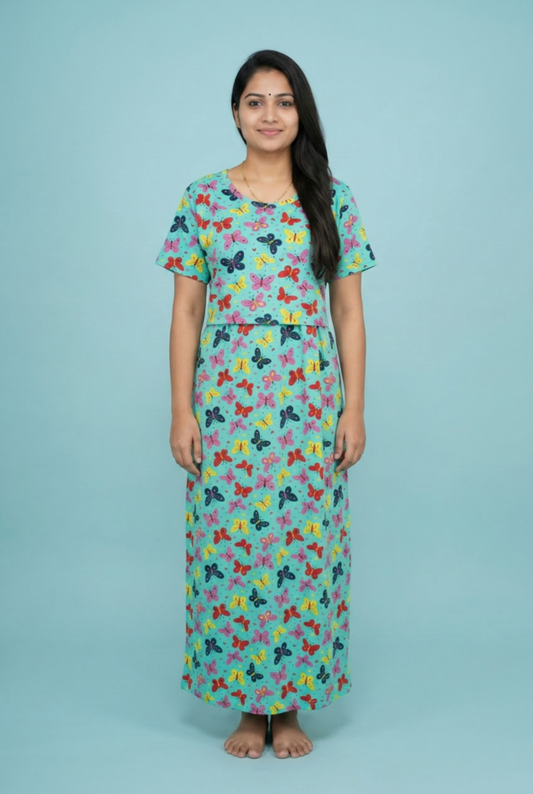 Zipless Feeding Maxi | Normal sleeve | Butterfly Print | Ramar Green