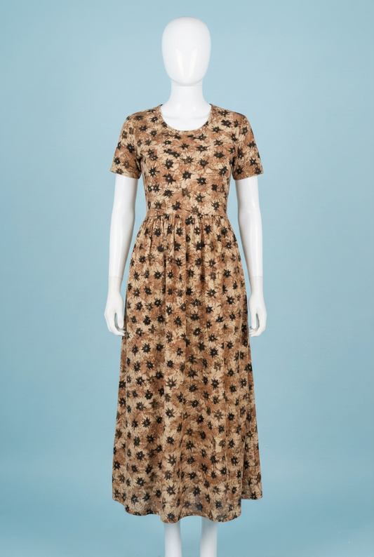 Non-Feeding Maxi | Normal sleeve | floral print | Brown