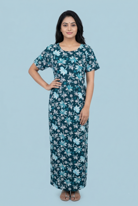 Zipless Feeding Maxi | Normal sleeve | Big Flower Print | Green
