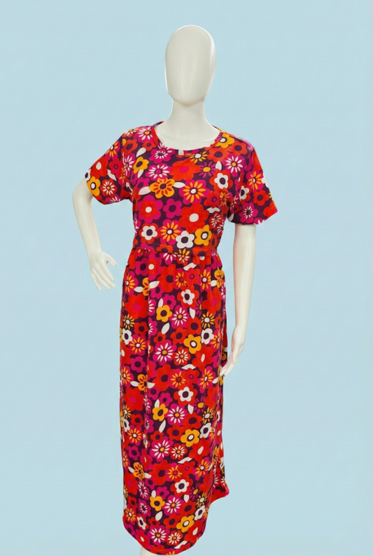 Zipless Feeding Maxi | Normal sleeve | Big Flower Print | Red