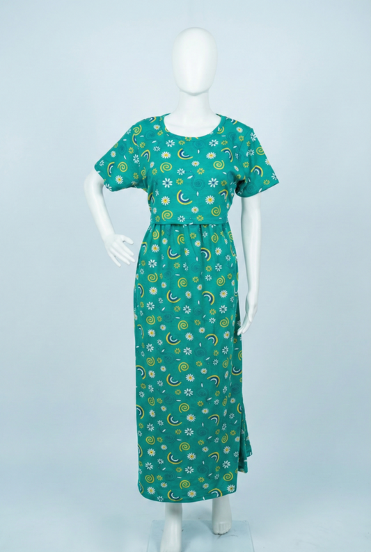 Zipless Feeding Maxi | Normal sleeve | Flower & Rainbow Print | Ramar Green