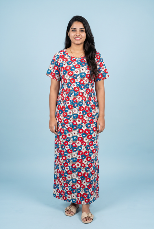 Zipless Feeding Maxi | Normal sleeve | Big Flower Print | White base