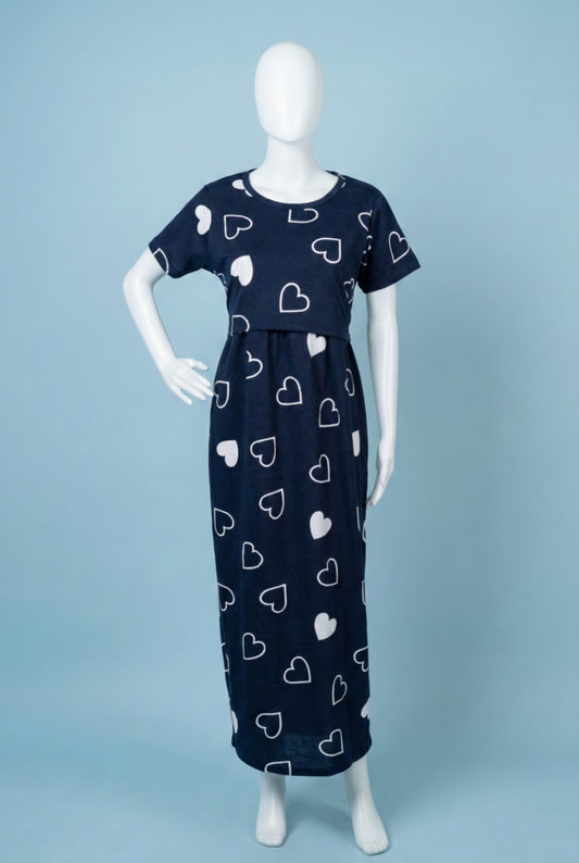 Zipless Feeding Maxi | Normal sleeve | Big Heart| Dark Blue