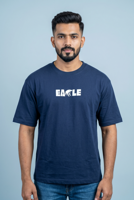 Round Neck - Drop shoulder T-shirt | Eagle Puff Print