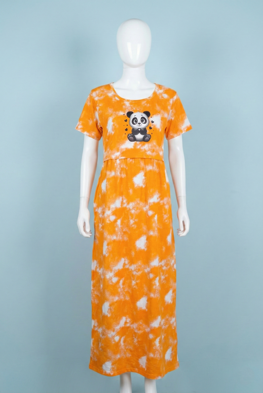 Zipless Feeding Maxi | Tye & Dye | Normal sleeve | Panda Print |Fanta Orange