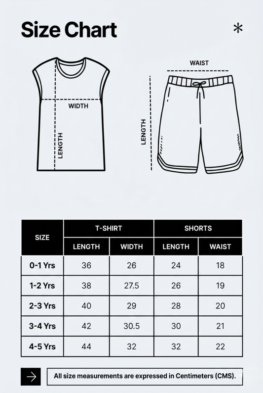 Story Kids | Unisex Sleeveless T-shirt and Shorts | Premium Quality | Red (Jeep)