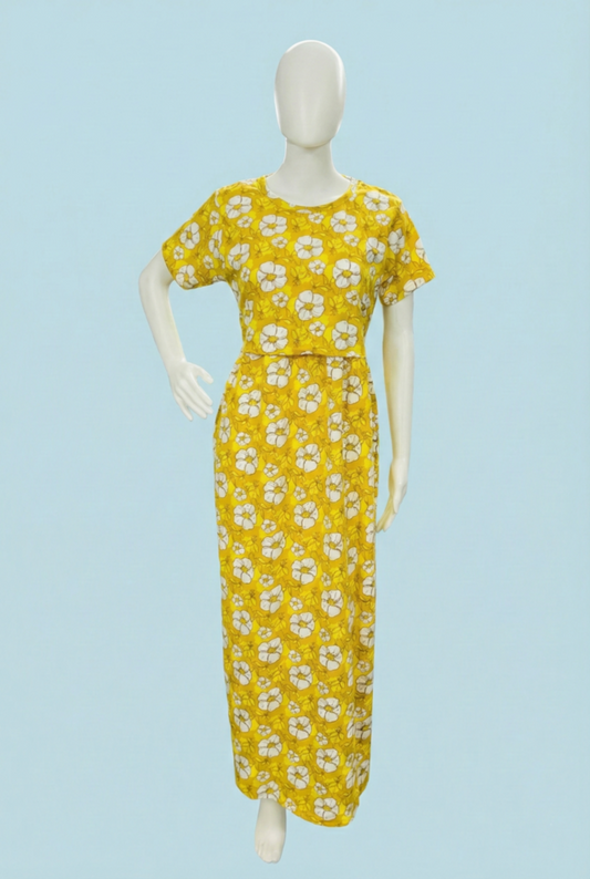 Zipless Feeding Maxi | Normal sleeve | Big Flower Print | Yellow