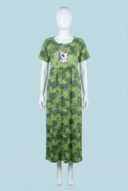 Zipless Feeding Maxi | Tye & Dye | Normal sleeve | Unicorn Print | Green