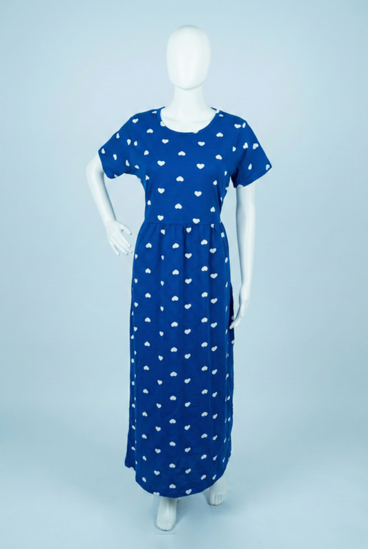 Non-Feeding Maxi | Normal sleeve | Heart print | Blue