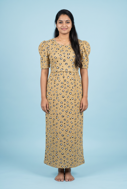 Zipless Feeding Maxi | Puff sleeve | Tiger Print | Badge