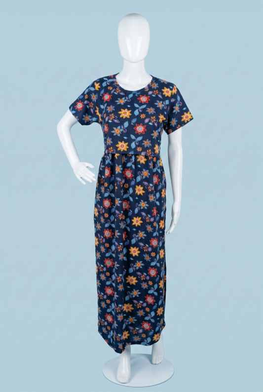 Zipless Feeding Maxi | Normal sleeve | Multicolor Flower| Dark Blue