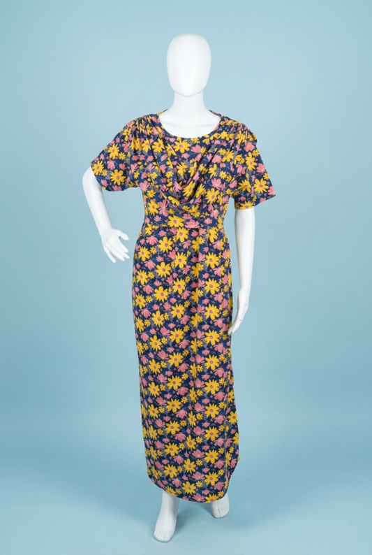 Zipless Shawl Type Feeding Maxi | Normal sleeve | Flower Print | Yellow