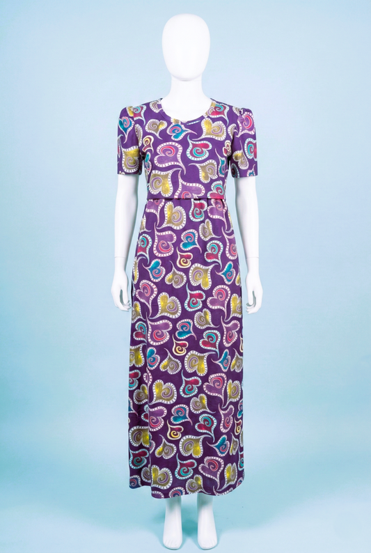 Zipless Feeding Maxi | Puff sleeve | Heart Print | Violet