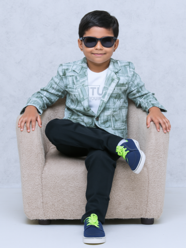 Green Crushed | Trending Full Blazer set | T-shirt, Blazer & Pant