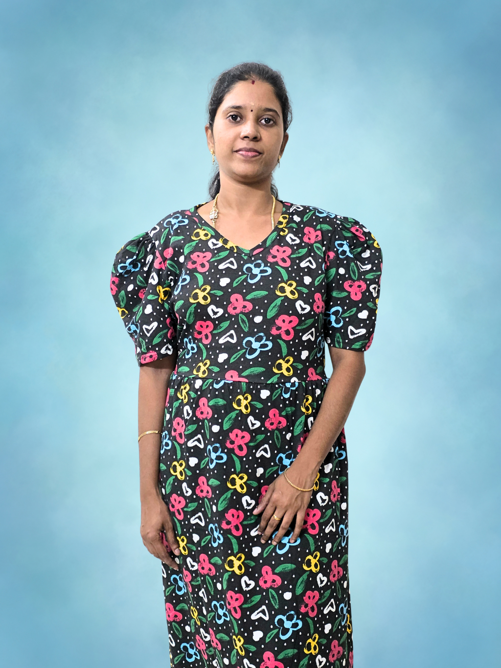 Puff sleeve | Non-Feeding Maxi | Black Flower