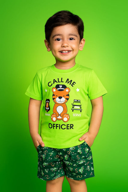 Story Kids | Unisex T-Shirt & Shorts Set | Premium Quality | Green