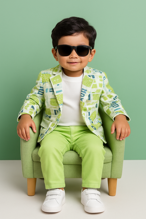Green Multicolor | Trending Full Blazer set | T-shirt, Blazer & Pant