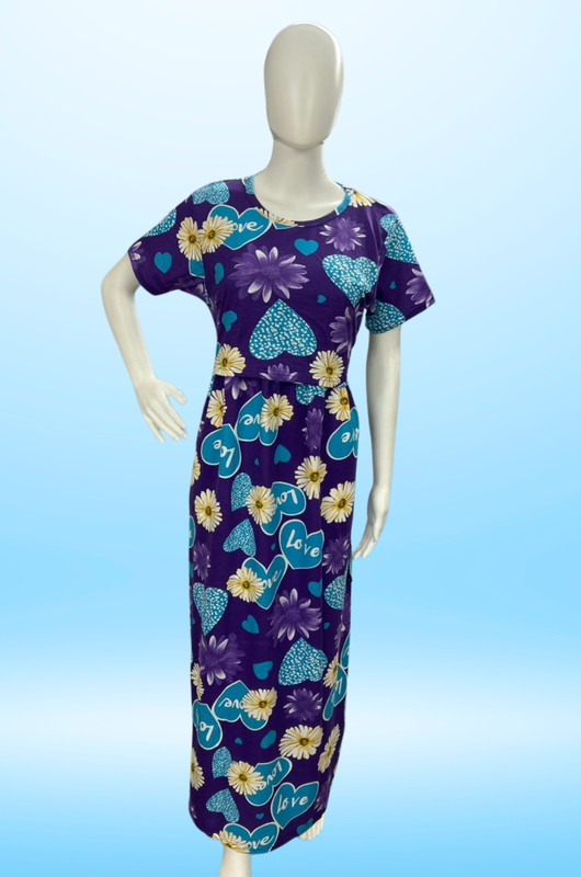 Zipless Feeding Maxi | Normal sleeve | Floral & Love Heart| Violet