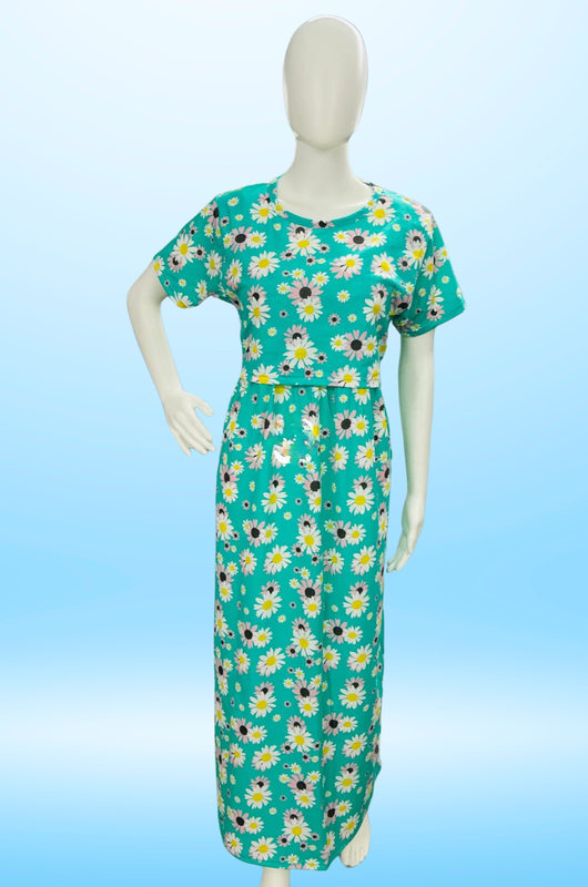 Zipless Feeding Maxi | Normal sleeve | Floral Print | Ramar Green