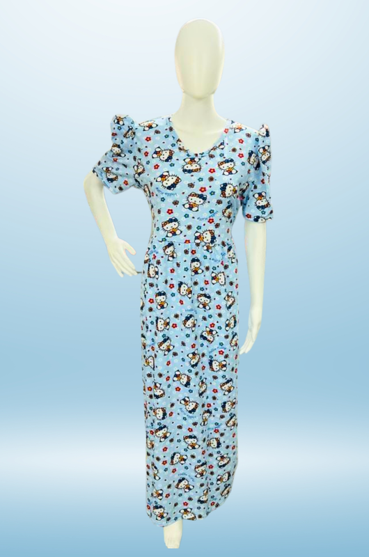 Non-Feeding Maxi | Puff sleeve | Floral Print | Blue Kitty
