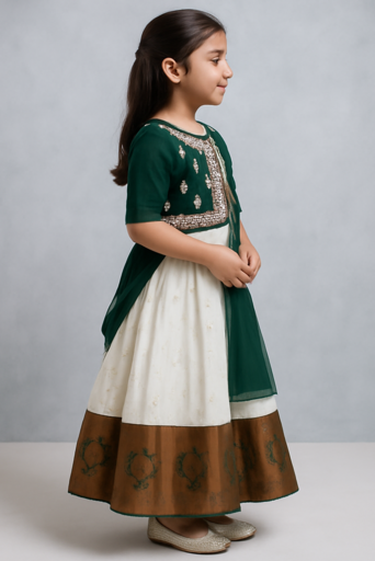 Aliya Cut - 3 piece set with Sleeve | Green