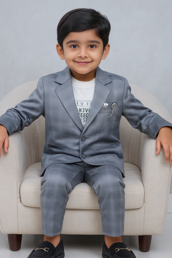 Ash Grey Checked | Trending Full Blazer set | T-shirt, Blazer & Pant