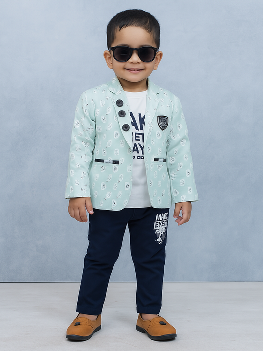 Lite Green | Trending Full Blazer set | T-shirt, Blazer & Pant