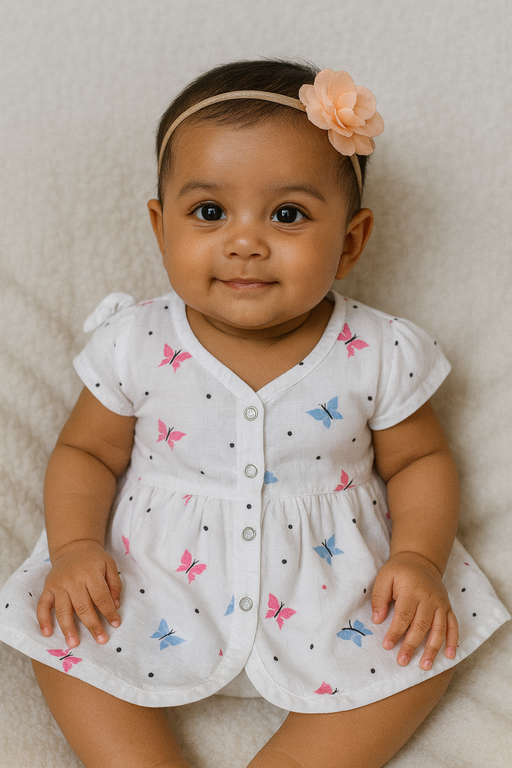 Pack of 3 - Muslin Cotton - Full Front Button Frock (Any prints come)