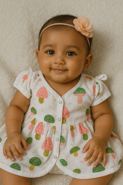 Pack of 3 - Muslin Cotton - Full Front Button Frock (Any prints come)