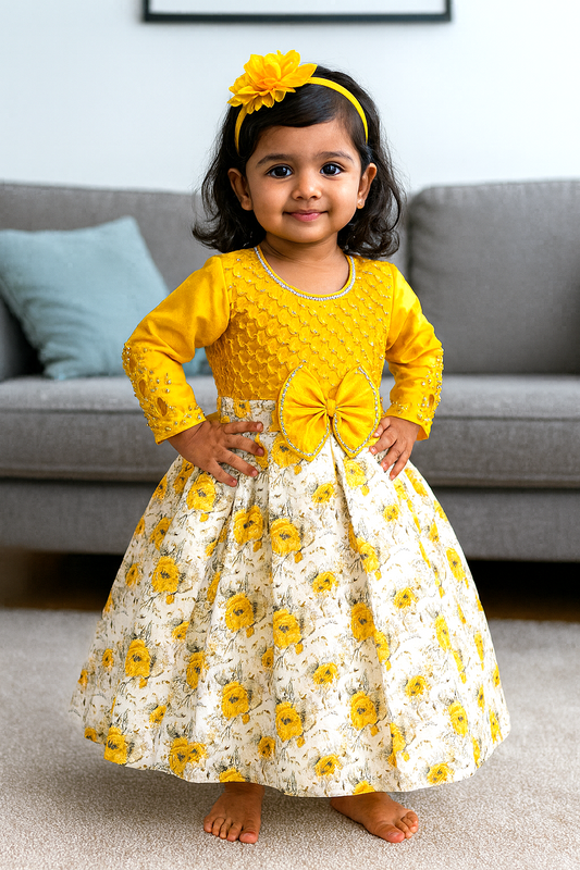 Elegant Frock| Full Sleeve | Yellow