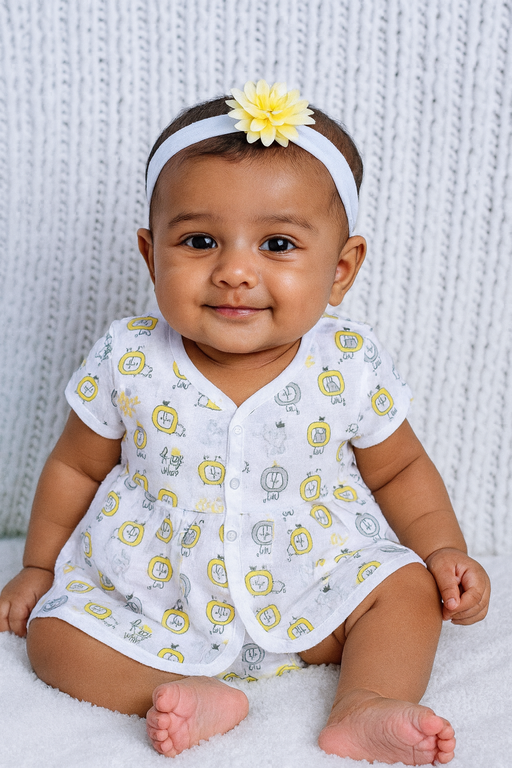 Pack of 3 - Muslin Cotton - Full Front Button Frock (Any prints come)