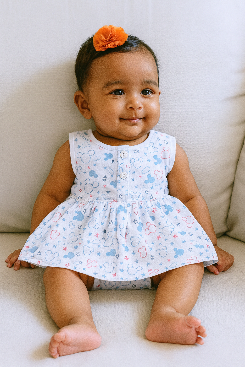 Pack of 5 - Muslin Cotton - Front Button Frock Sleeveless (Any prints come)