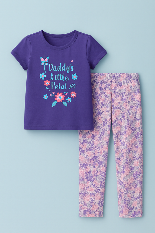 Story Kids | Girls T-shirt & Pant Set | Premium Quality | Purple