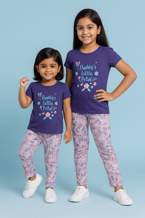 Story Kids | Girls T-shirt & Pant Set | Premium Quality | Purple