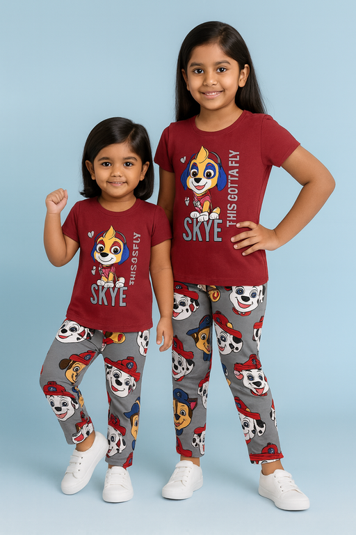 Story Kids | Girls T-shirt & Pant Set | Premium Quality | Red