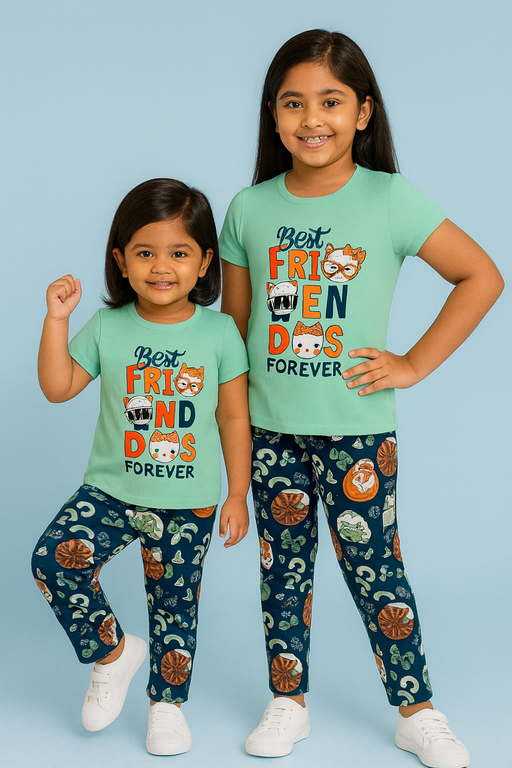 Story Kids | Girls T-shirt & Pant Set | Premium Quality | Green