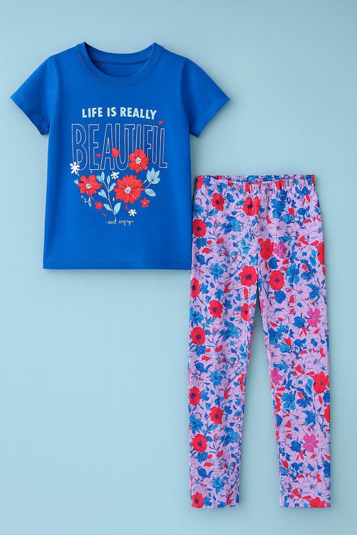 Story Kids | Girls T-shirt & Pant Set | Premium Quality | Blue