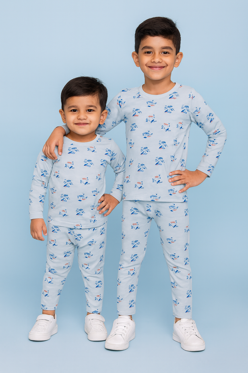 Oval | Unisex T-shirt & Pant Set | Premium Quality | Lite Blue