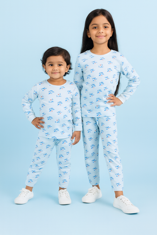 Oval | Unisex T-shirt & Pant Set | Premium Quality | Lite Blue