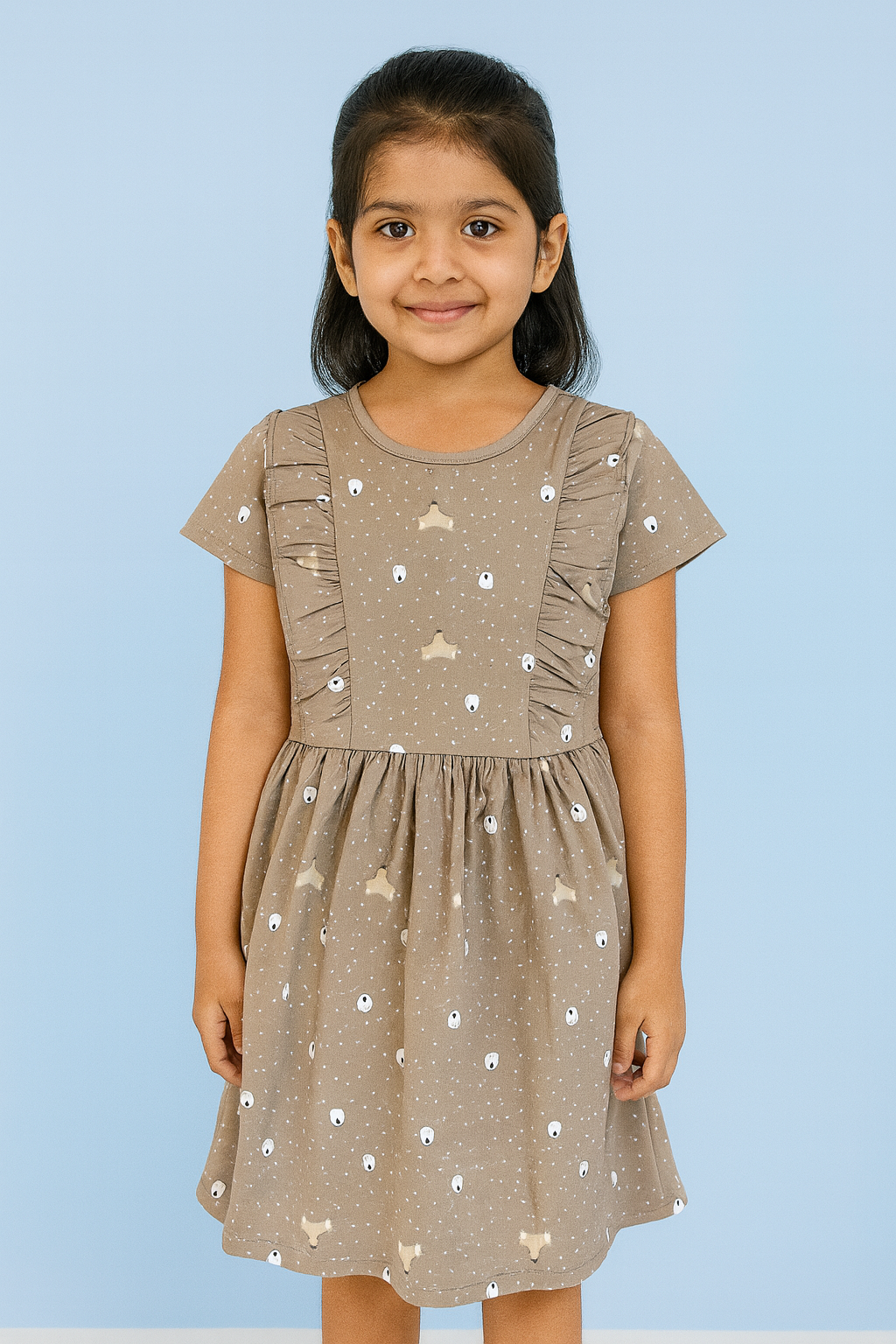 Orchestra | Girls Frock | Short Sleeve | Brown