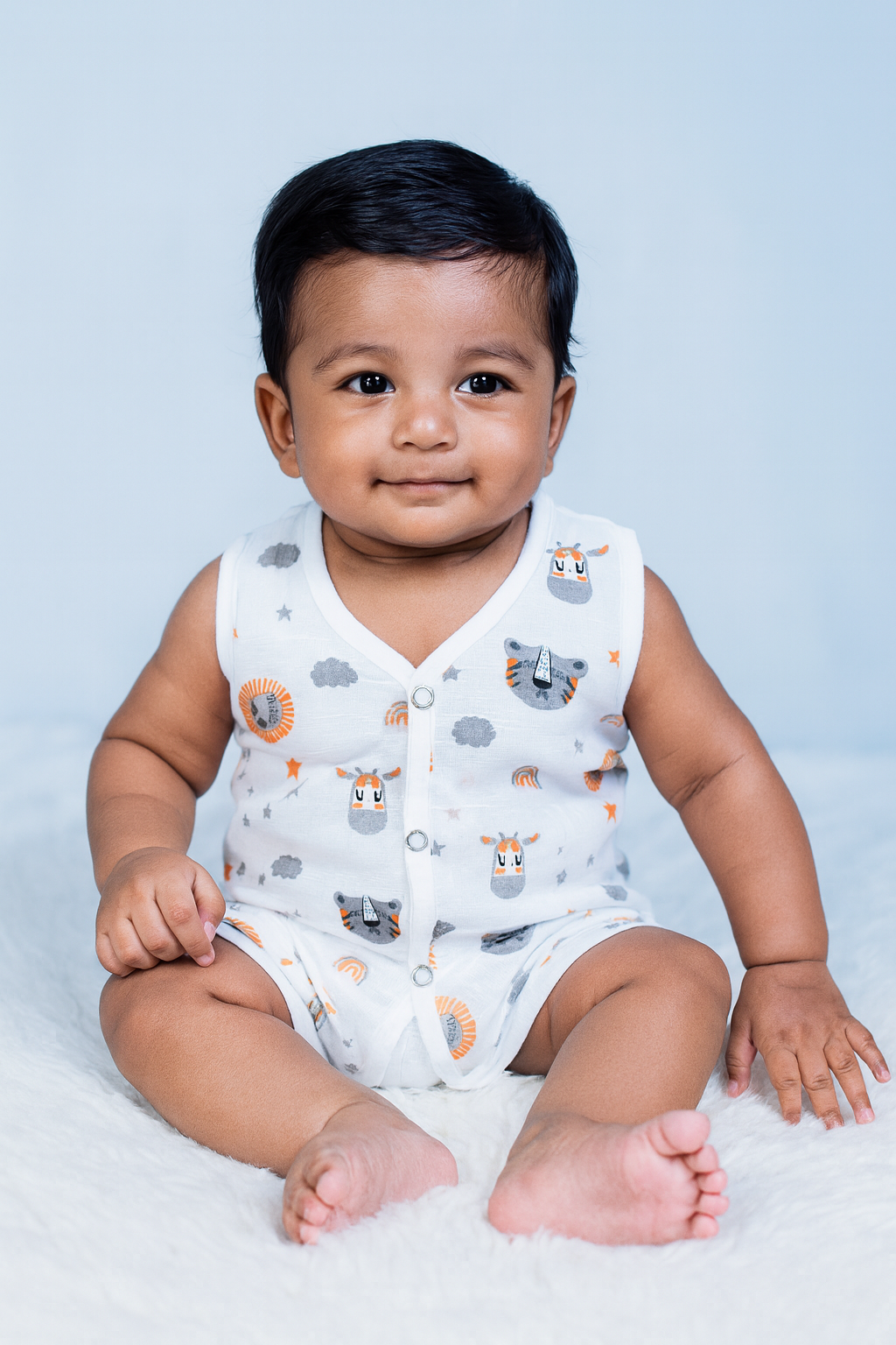 Pack of 5 - Muslin Cotton - Button Jabla (Any colors come)