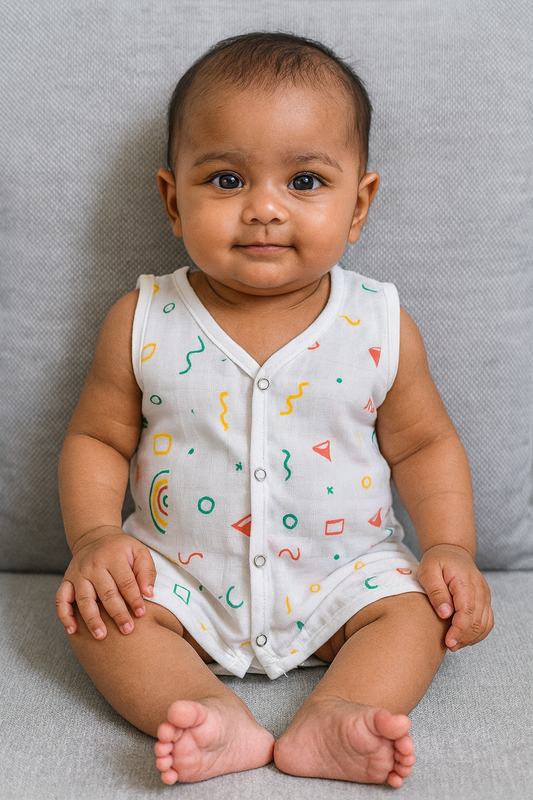 Pack of 5 - Muslin Cotton - Button Jabla (Any colors come)