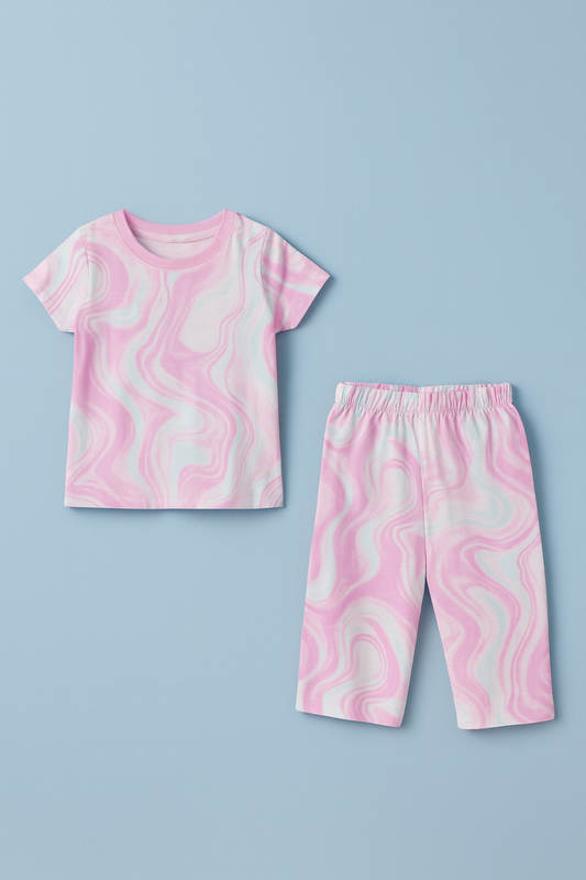 OVS | Girls Capri Set| Short Sleeve | Pink