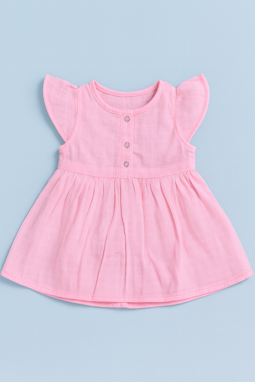 Pack of 3 - Muslin Cotton - Front Button Frock (Any colors come)