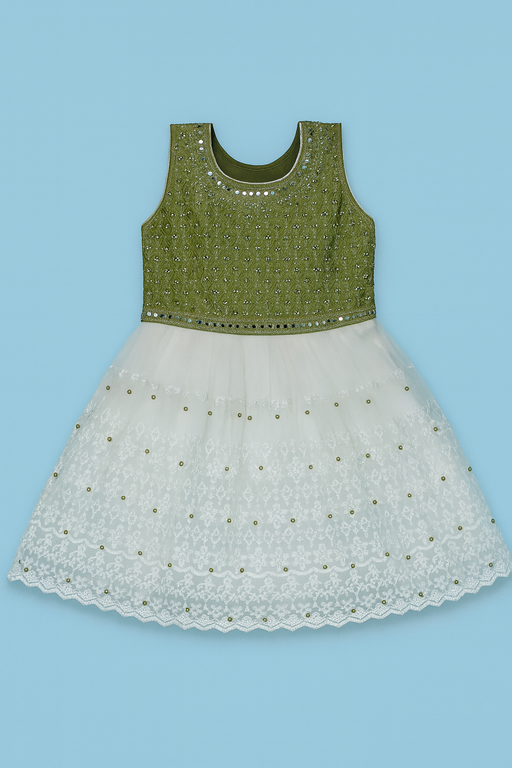 Dual Tone Frock | White & Green