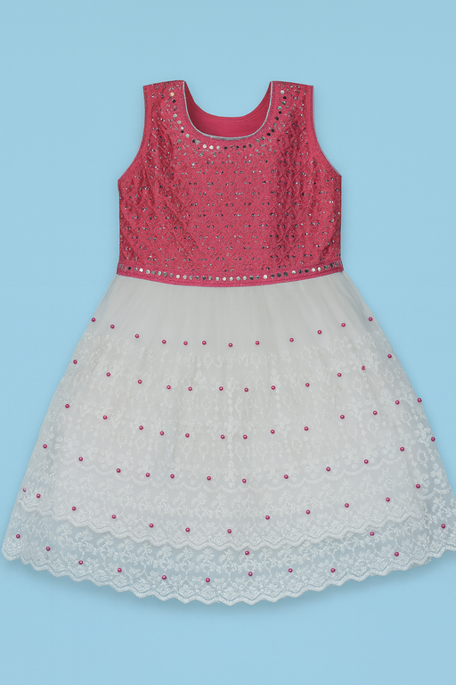 Dual Tone Frock | White & Pink