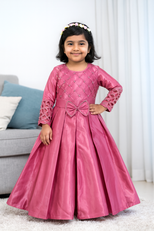 Elegant Grand Frock| Full Sleeve | Pink