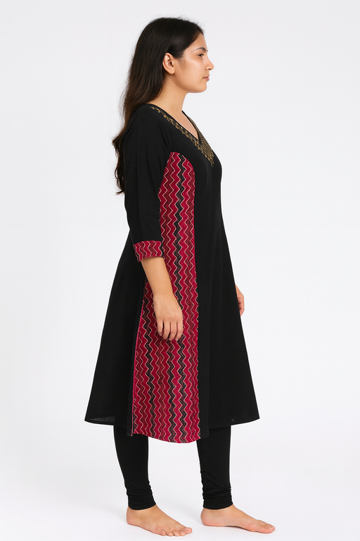 Dual shade Designer Kurti Top |  Red & Black
