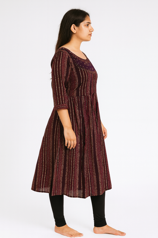 Grand Dual shade Designer Kurti Top | Lite Violet